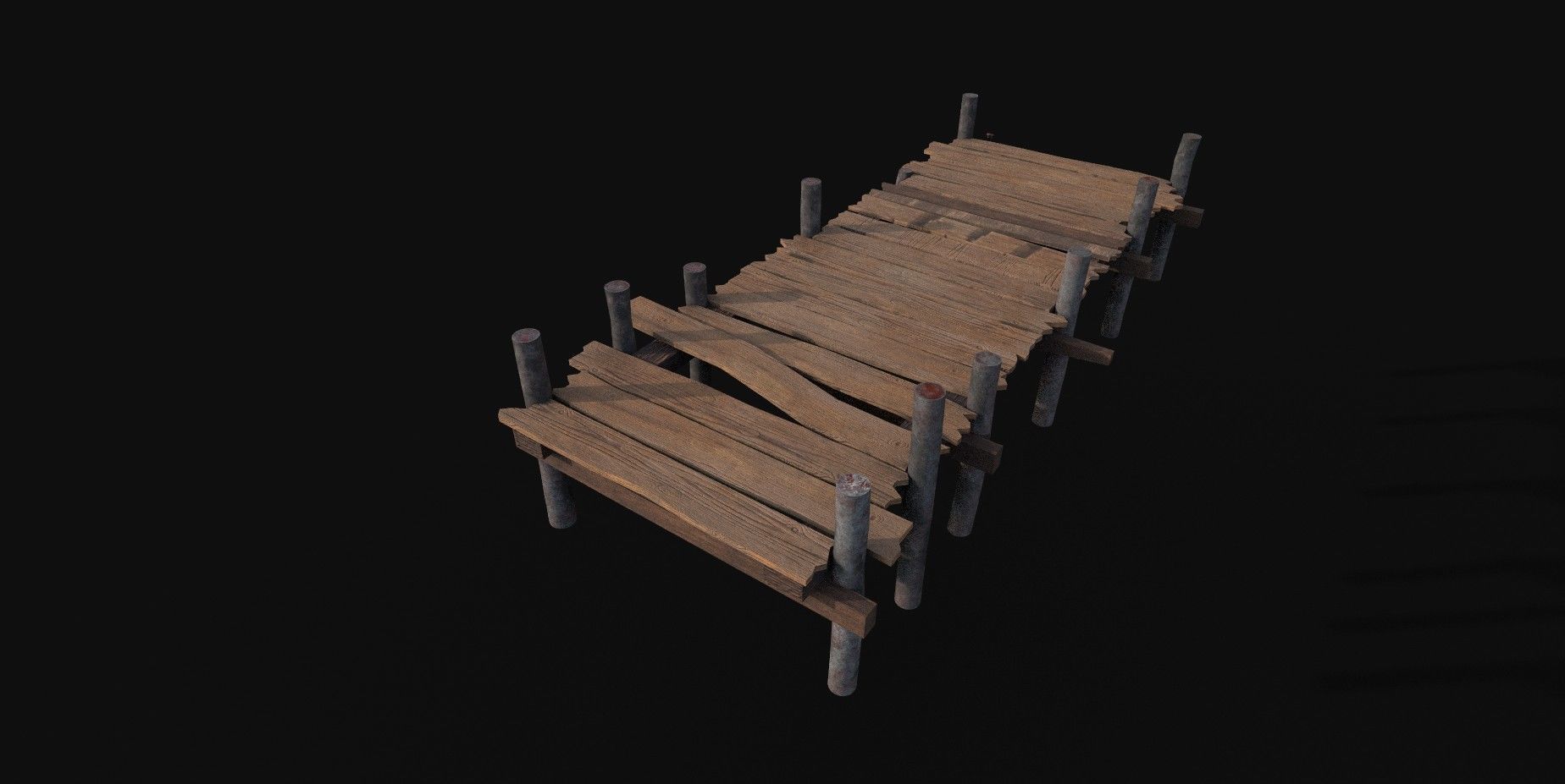Old Wooden Row Boat Dock Low Poly Game Ready  Low-poly 3D model_1