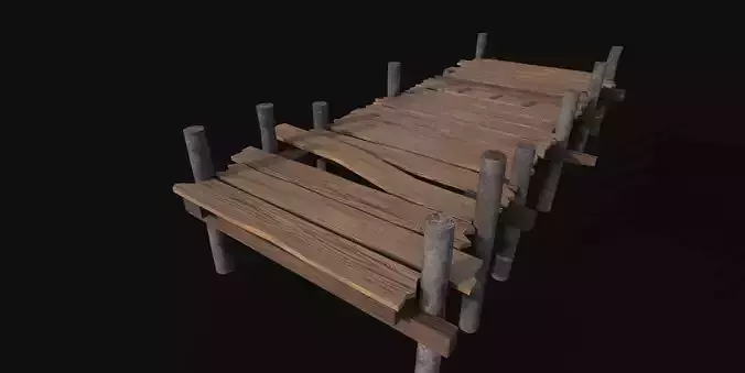 Old Wooden Row Boat Dock Low Poly Game Ready 