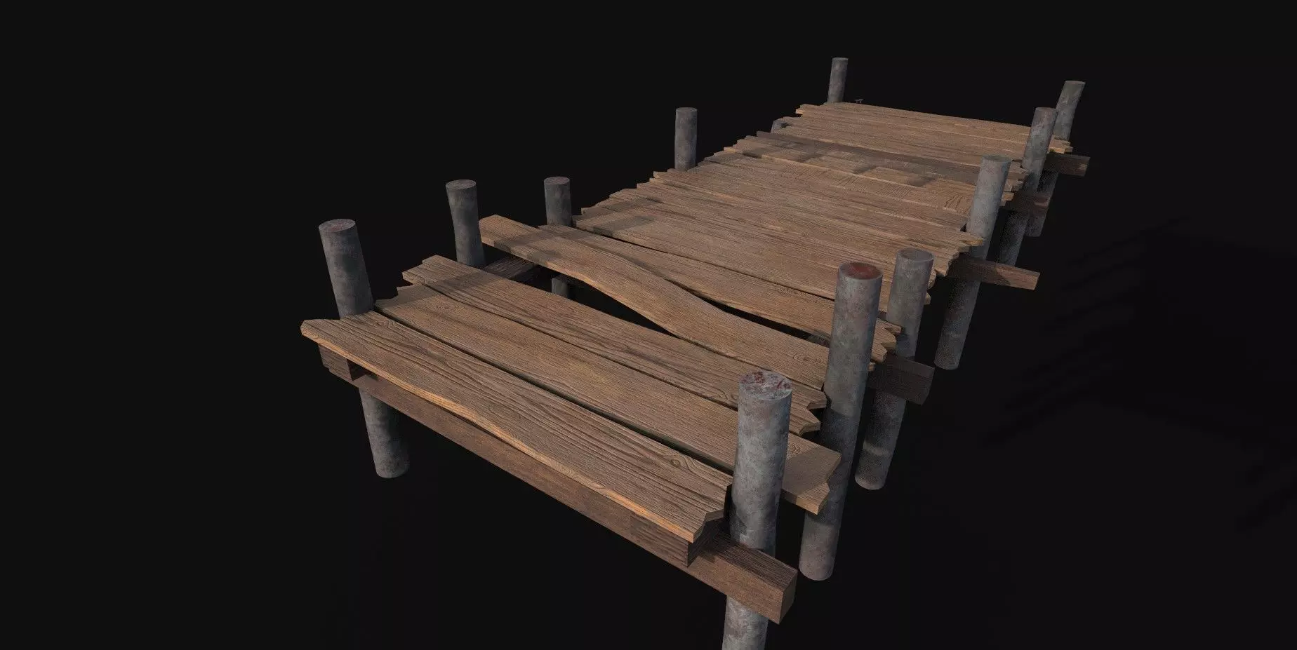 Old Wooden Row Boat Dock Low Poly Game Ready  Low-poly 3D model_0