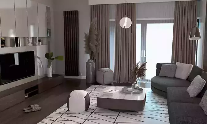 Modern living room interior scene