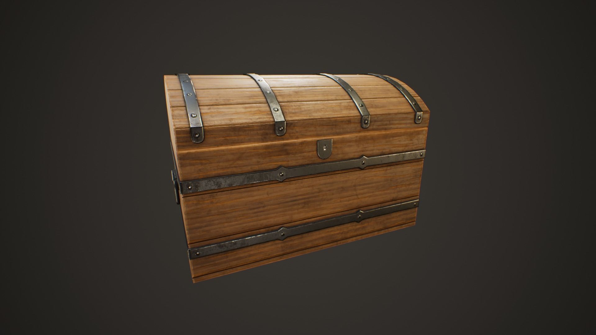 Medieval Treasure Chest - Wooden Chest IV Low-poly 3D model_2
