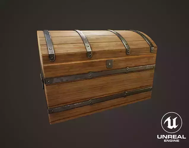 Medieval Treasure Chest - Wooden Chest IV Low-poly 3D model