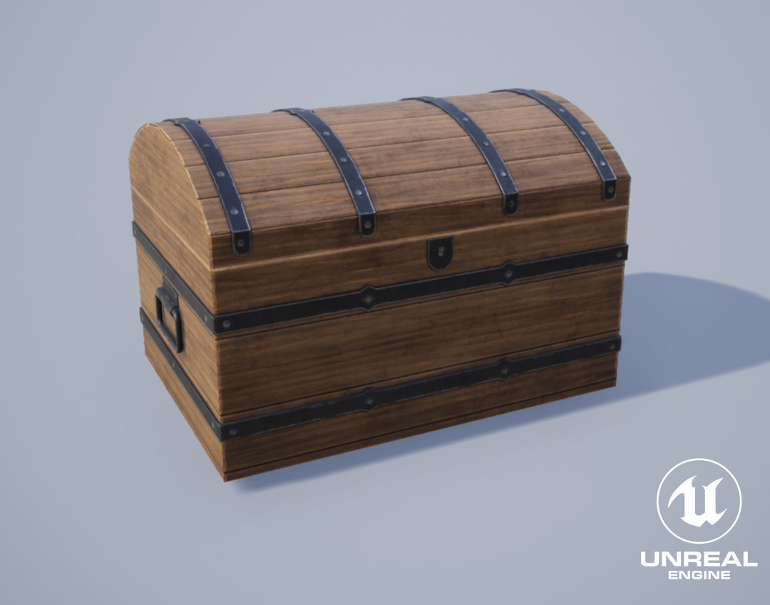 Medieval Treasure Chest - Wooden Chest IV Low-poly 3D model_7