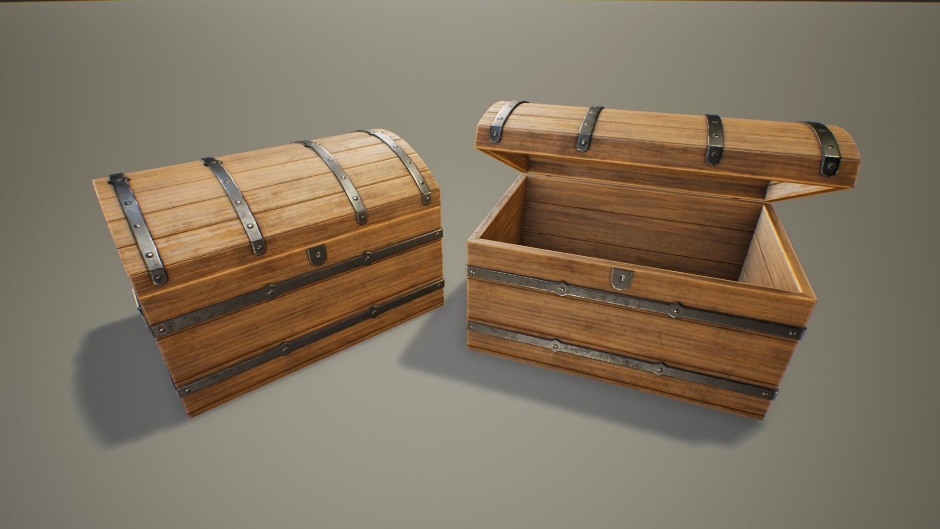 Medieval Treasure Chest - Wooden Chest IV Low-poly 3D model_5