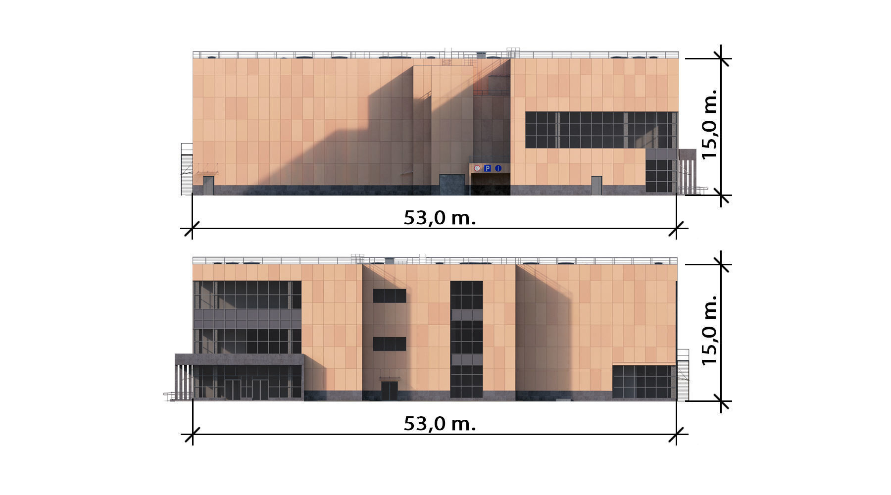 Shopping mall with parking building 3D model_10
