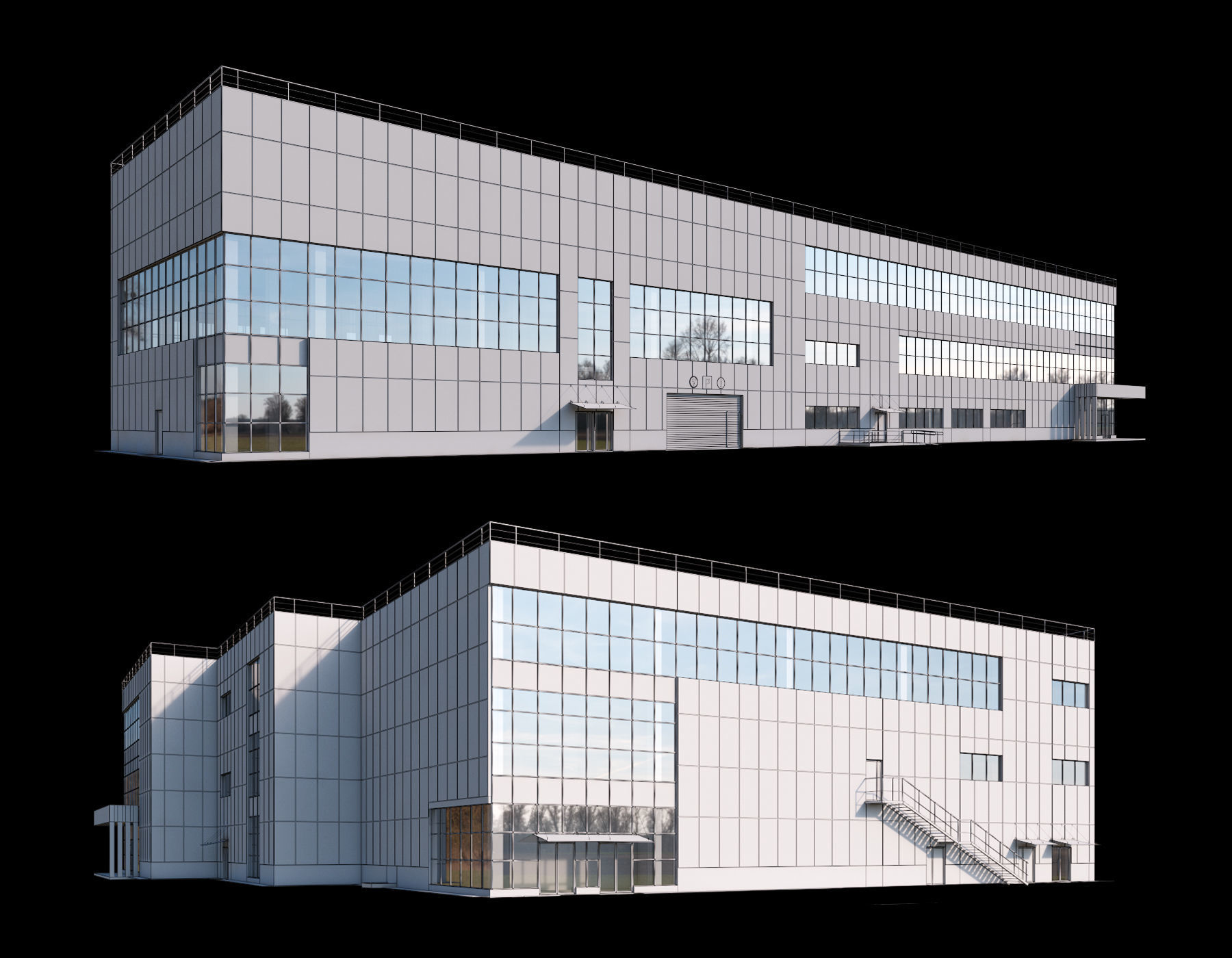 Shopping mall with parking building 3D model_7