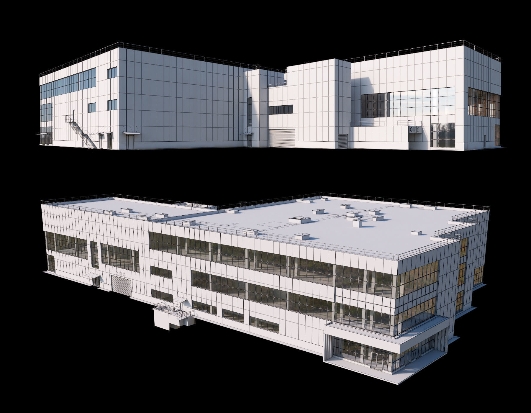 Shopping mall with parking building 3D model_5