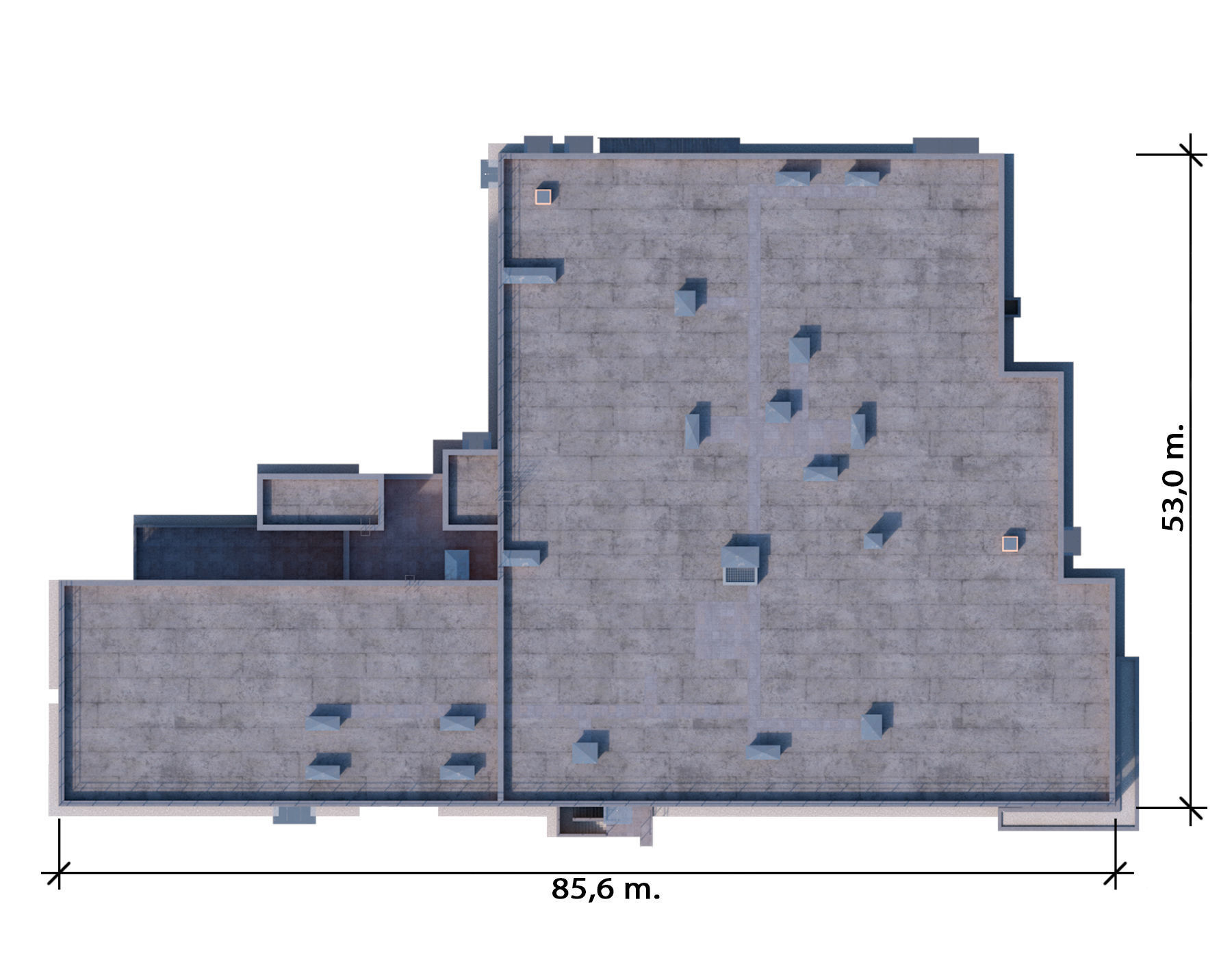 Shopping mall with parking building 3D model_8