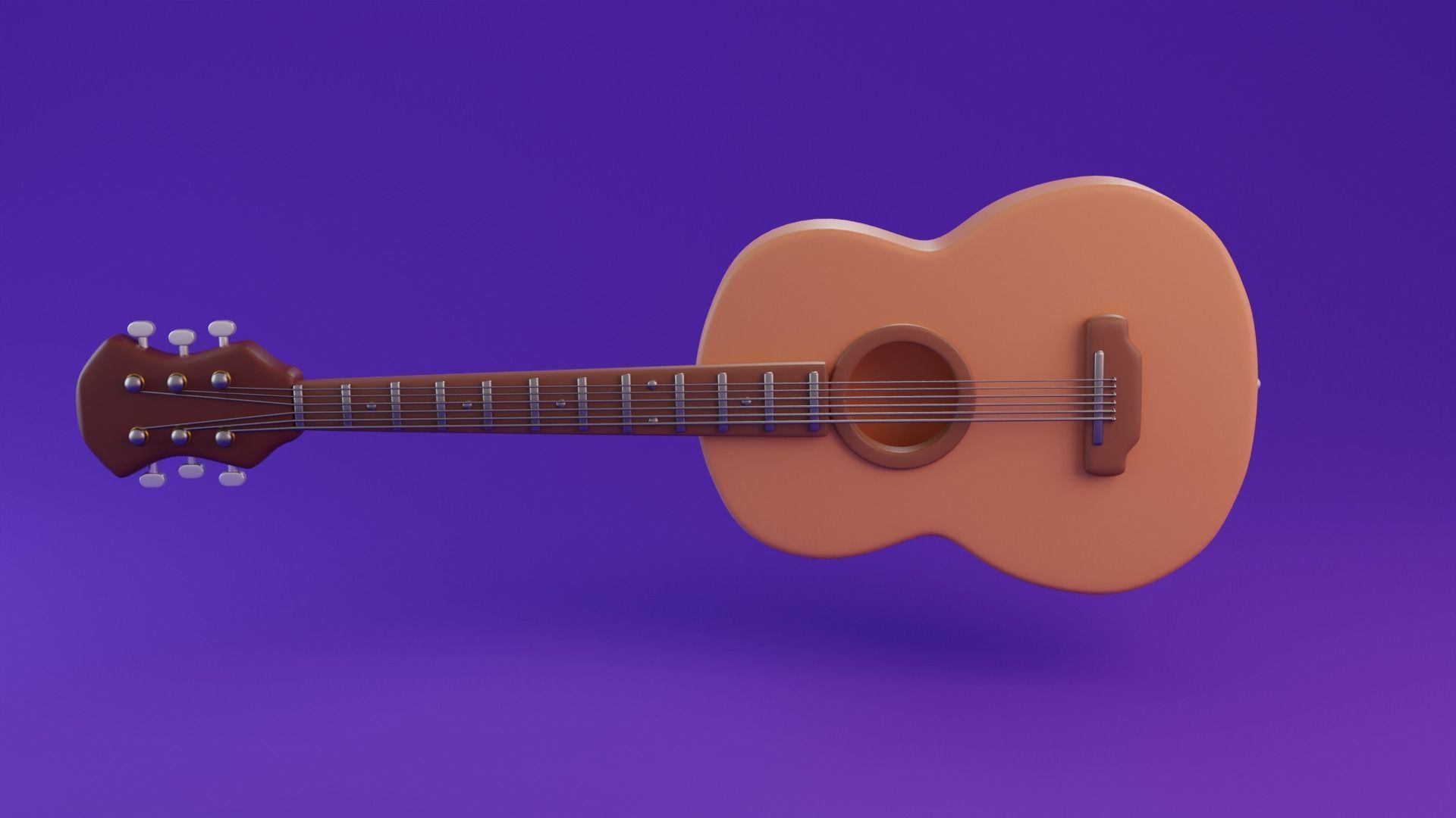 Stylized Guitar Low-poly 3D model_4