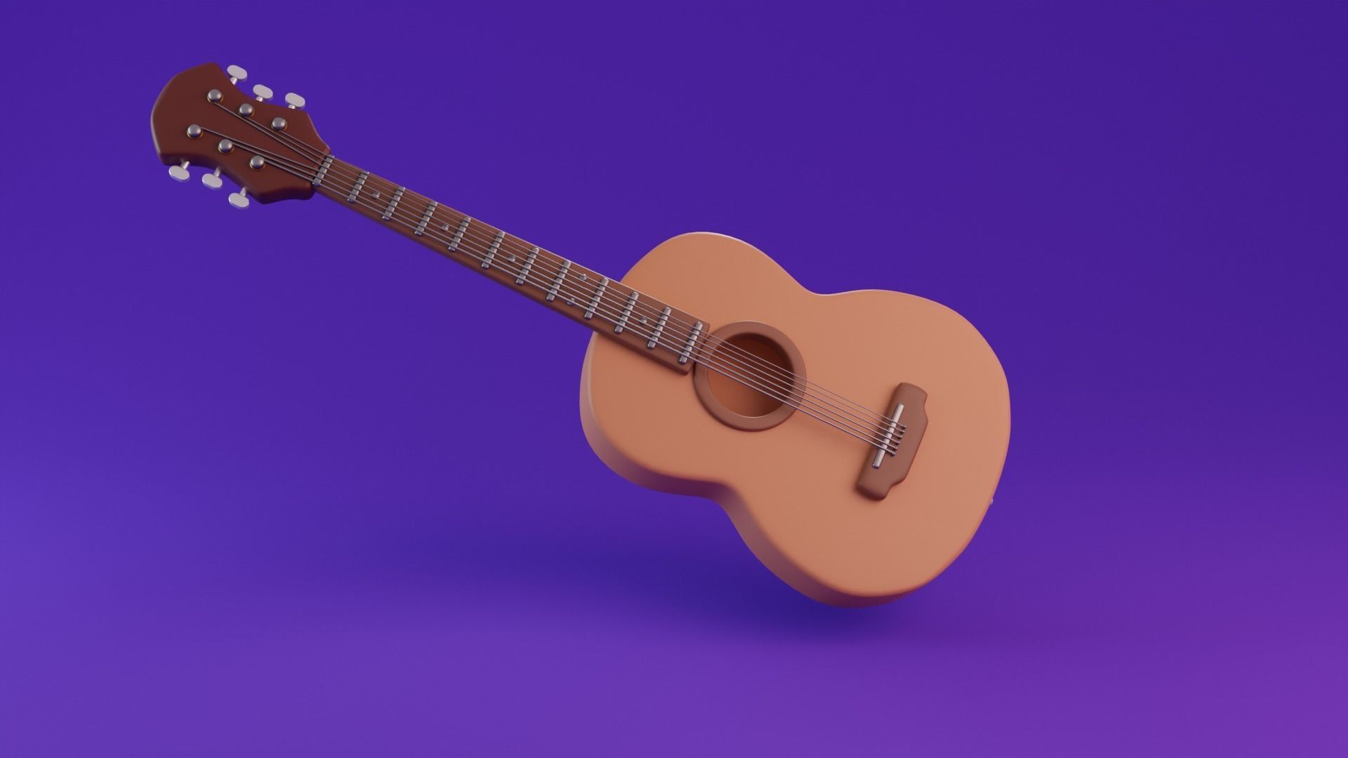 Stylized Guitar Low-poly 3D model_3