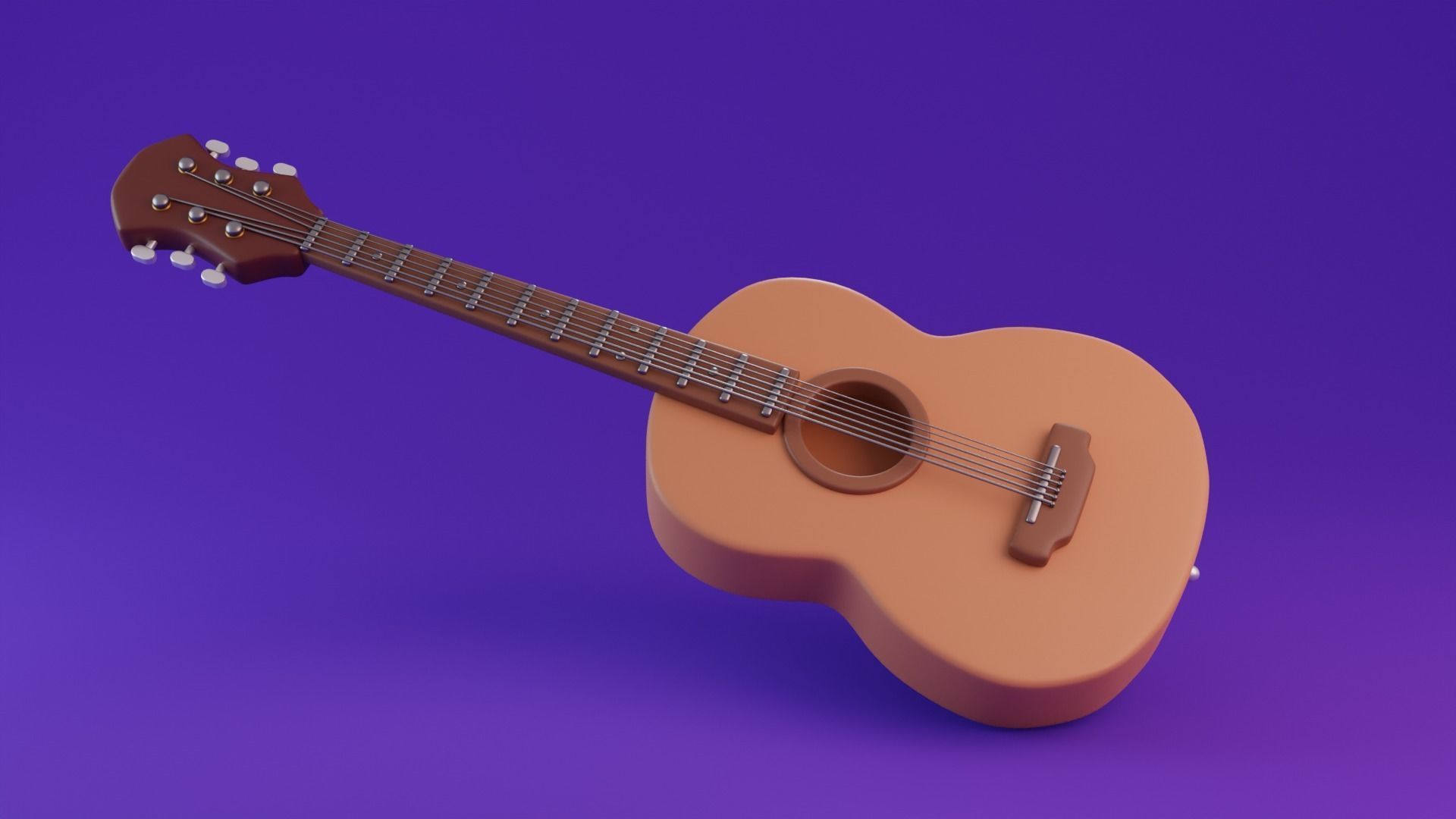 Stylized Guitar Low-poly 3D model_1
