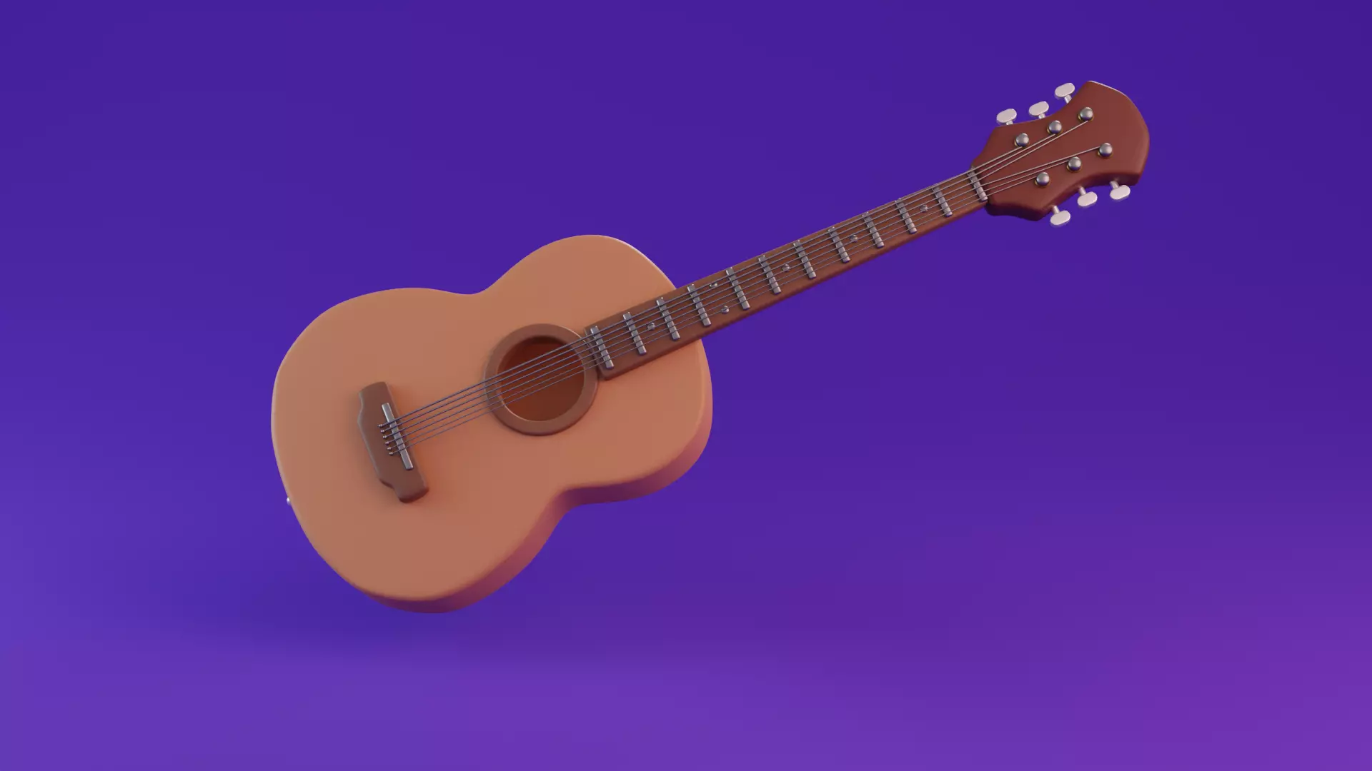 Stylized Guitar Low-poly 3D model_0
