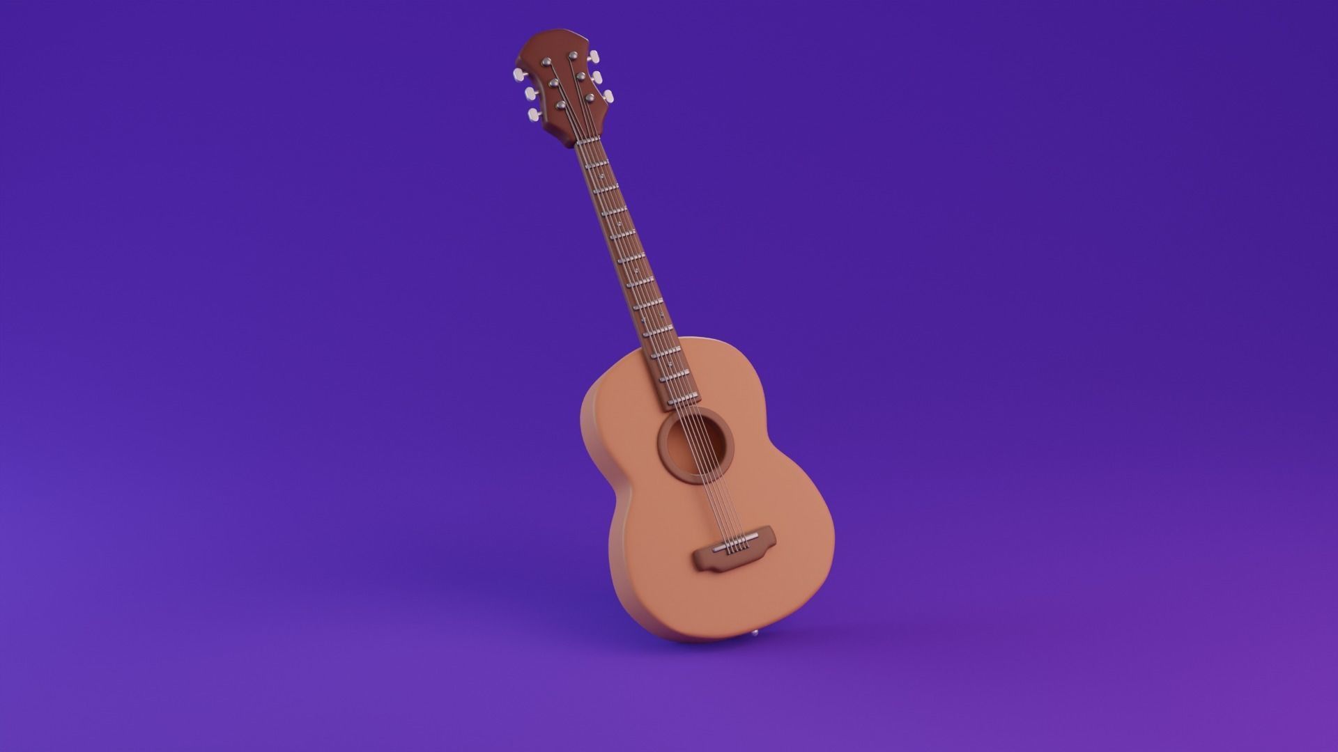Stylized Guitar Low-poly 3D model_2
