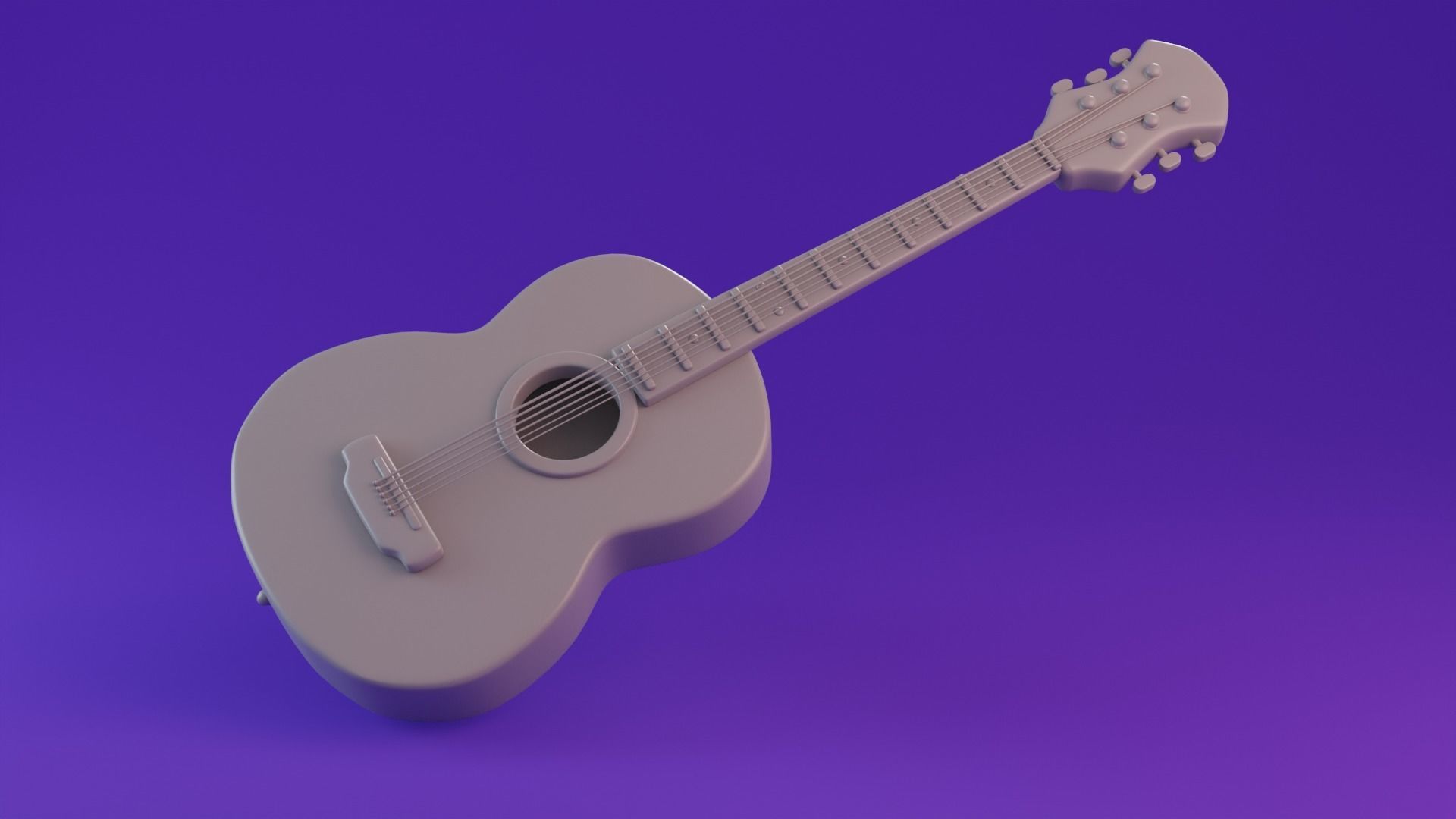 Stylized Guitar Low-poly 3D model_7