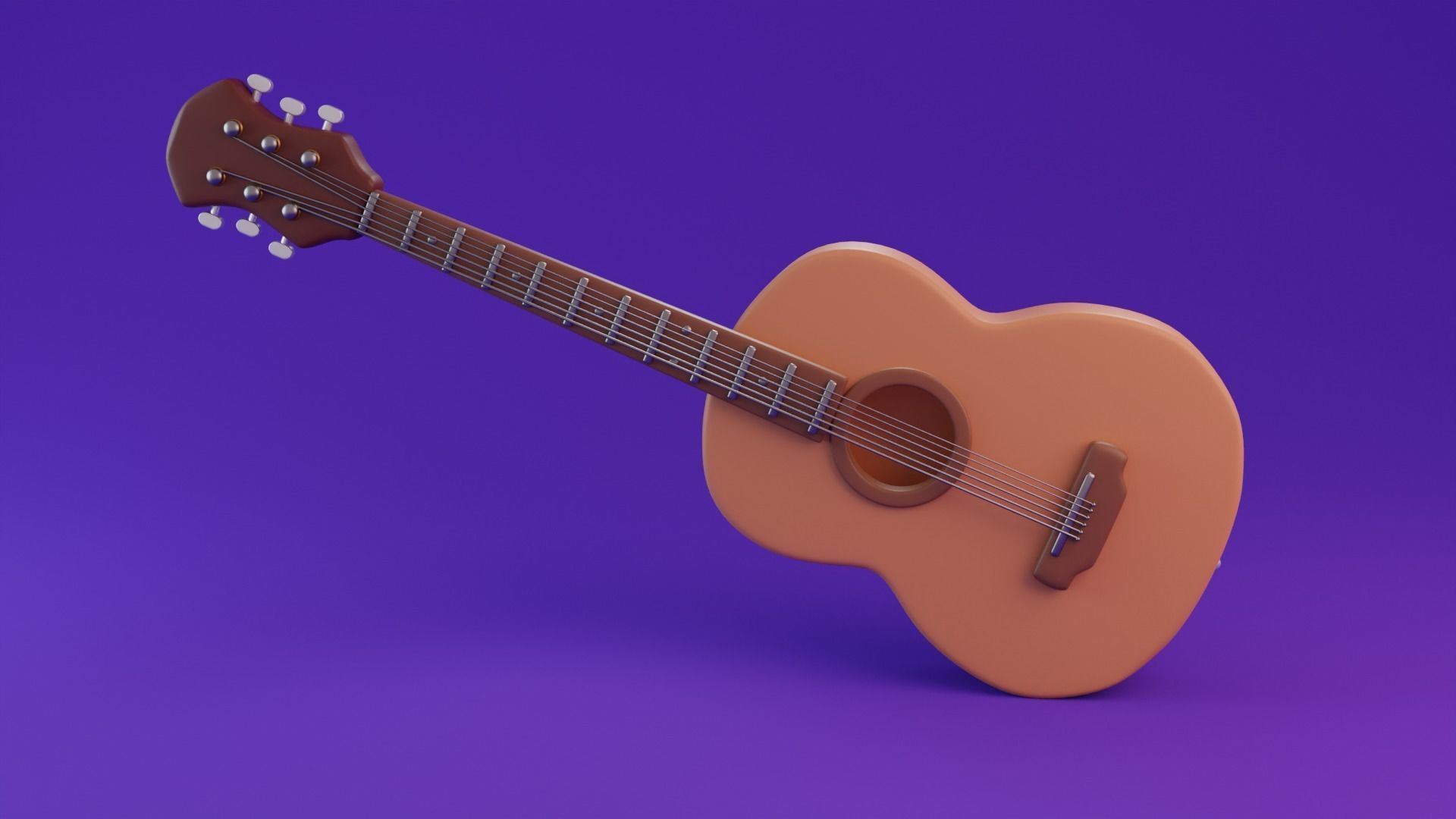 Stylized Guitar Low-poly 3D model_5