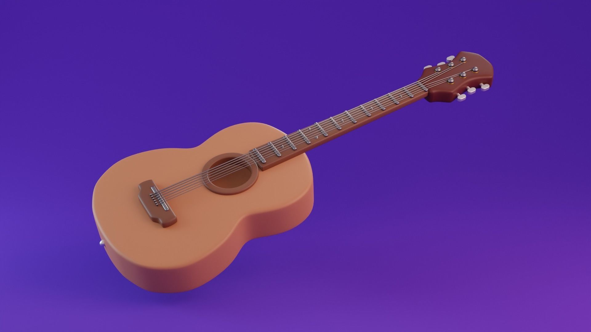 Stylized Guitar Low-poly 3D model_6