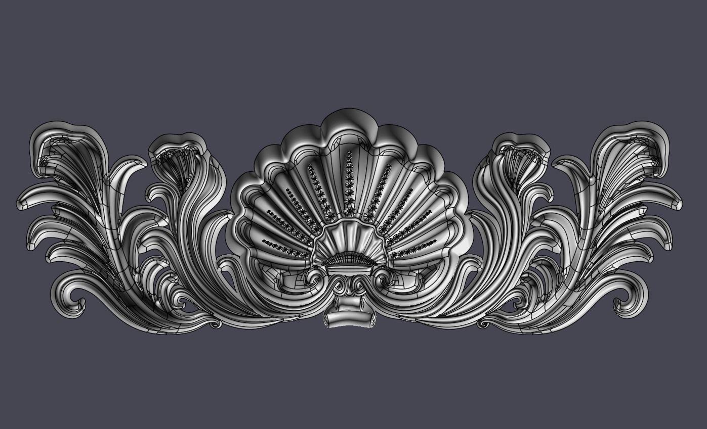 Central crown decor Low-poly 3D model_10