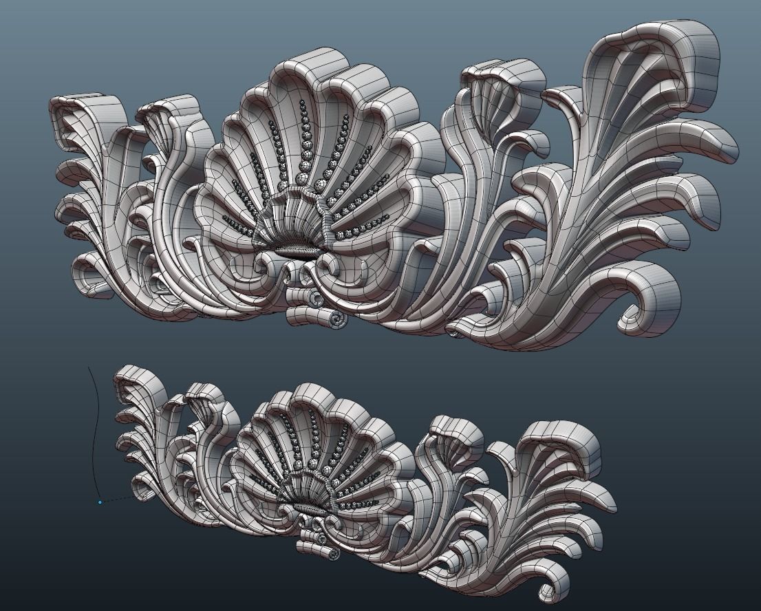 Central crown decor Low-poly 3D model_5