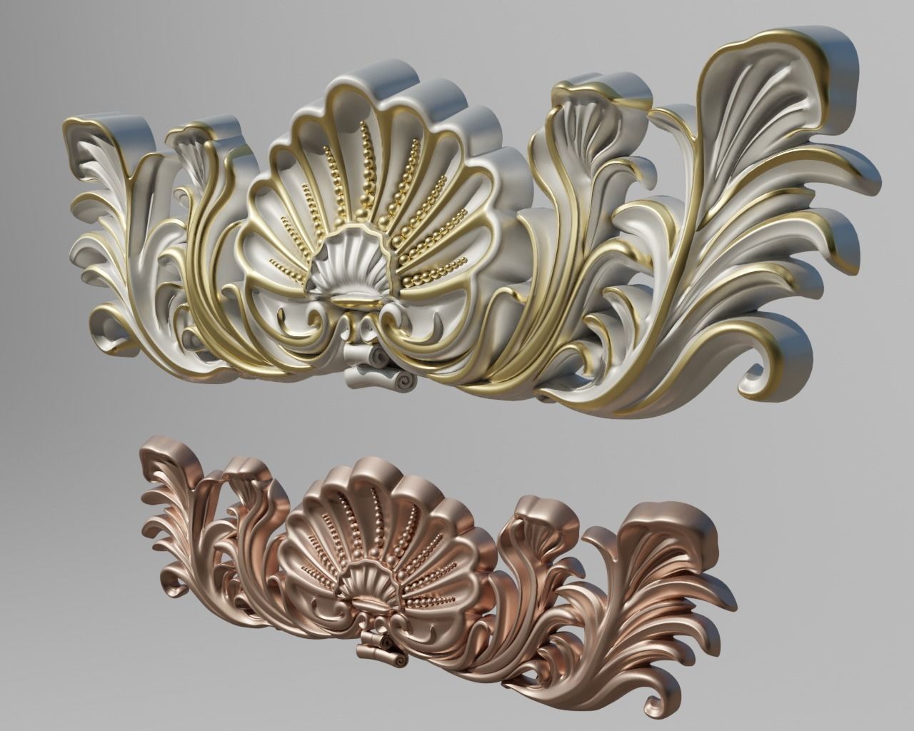 Central crown decor Low-poly 3D model_2