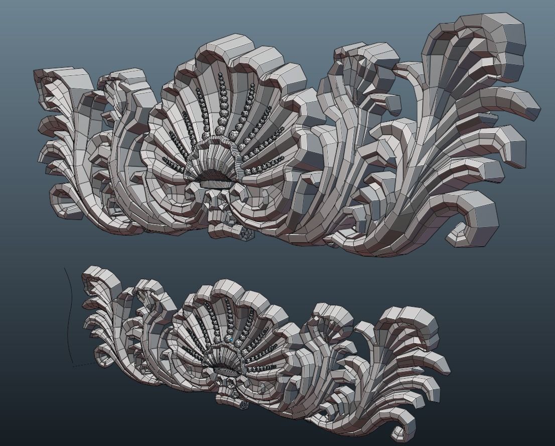 Central crown decor Low-poly 3D model_6