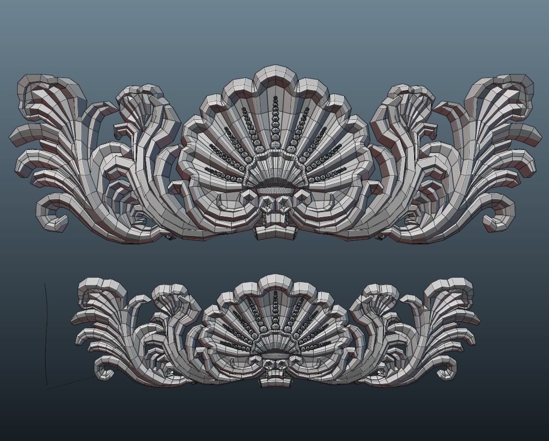 Central crown decor Low-poly 3D model_4