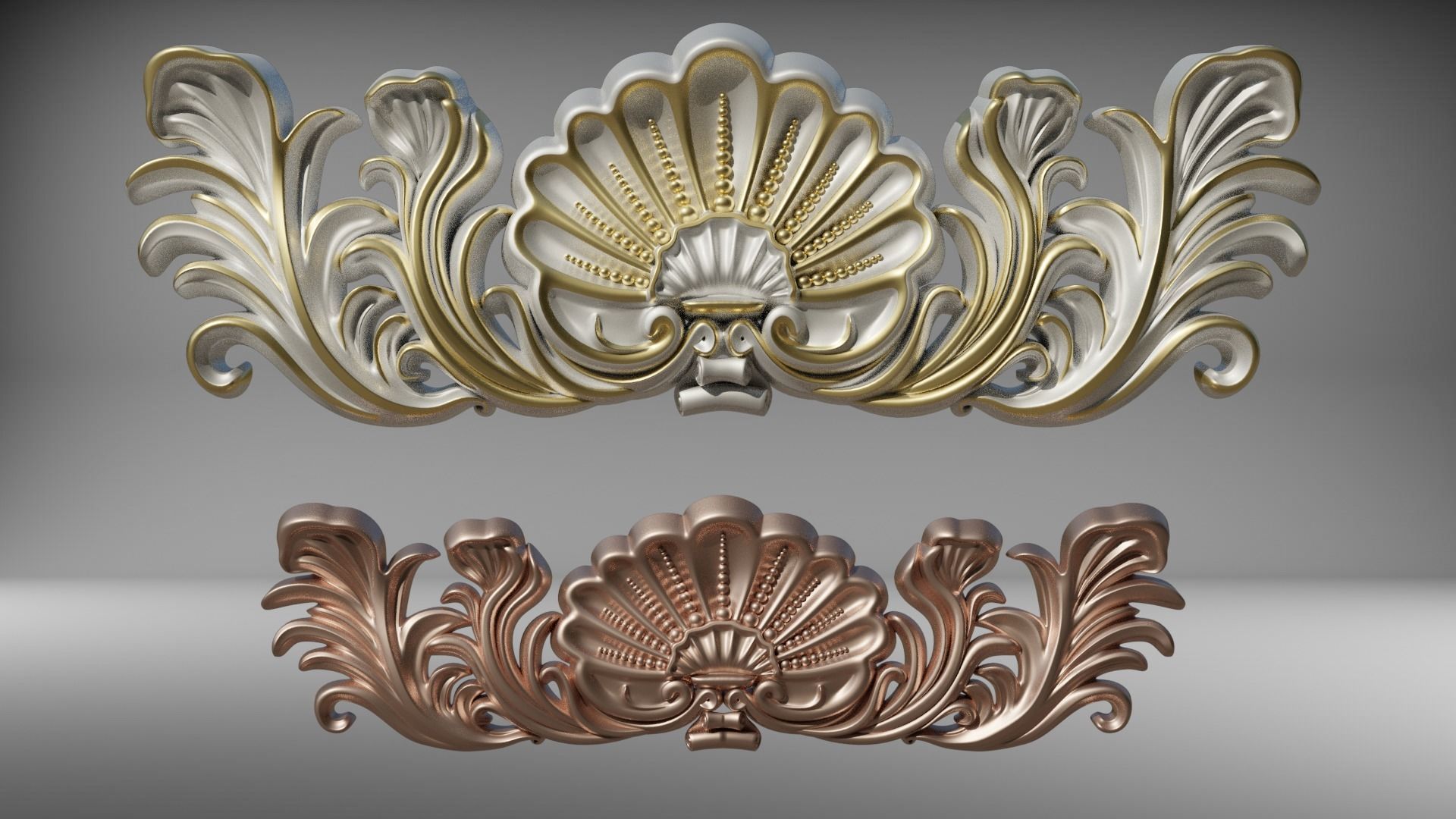 Central crown decor Low-poly 3D model_1