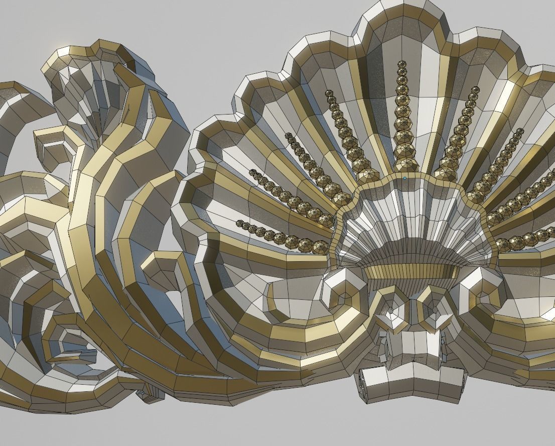 Central crown decor Low-poly 3D model_8