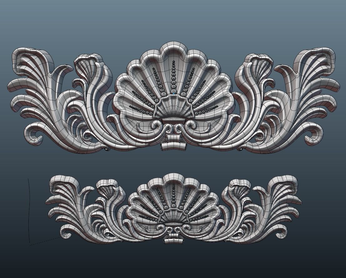 Central crown decor Low-poly 3D model_3