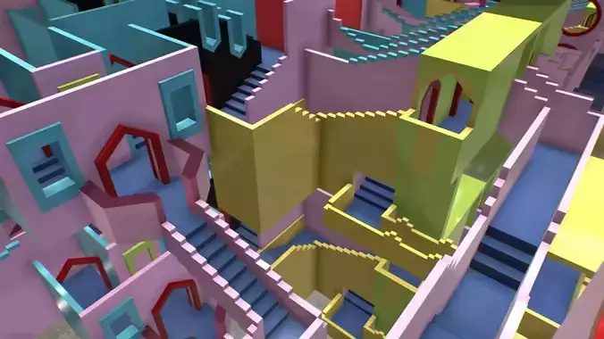 Squid Game  connected Stairs Map Model 3D model