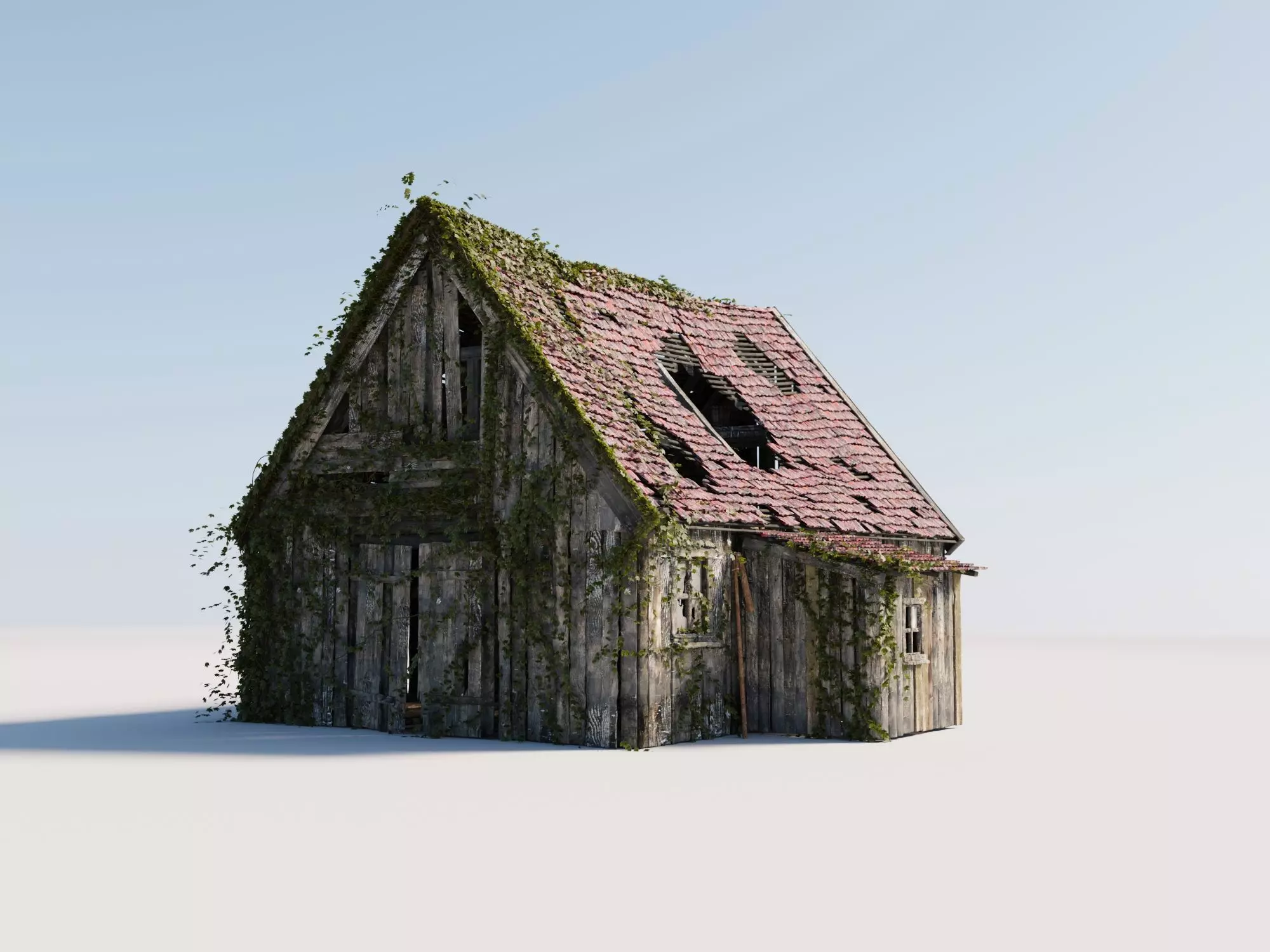 Old wooden Barn 3D model_0