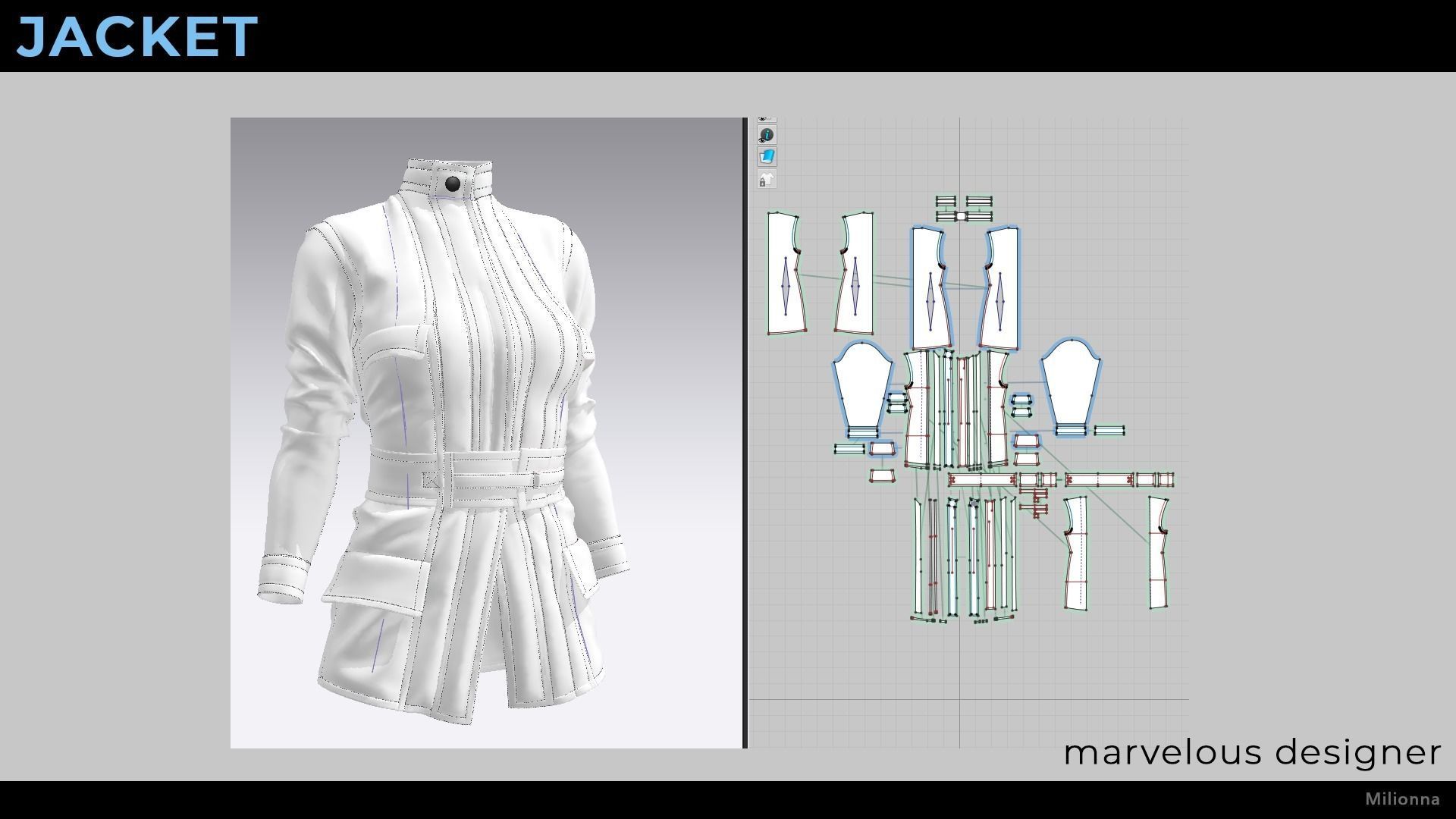 Jacket Female MD CLO3D project obj Marvelous Designer Clothing 3D model ...
