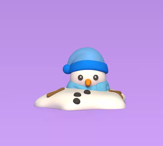 Melted Snowman 3D print model_0
