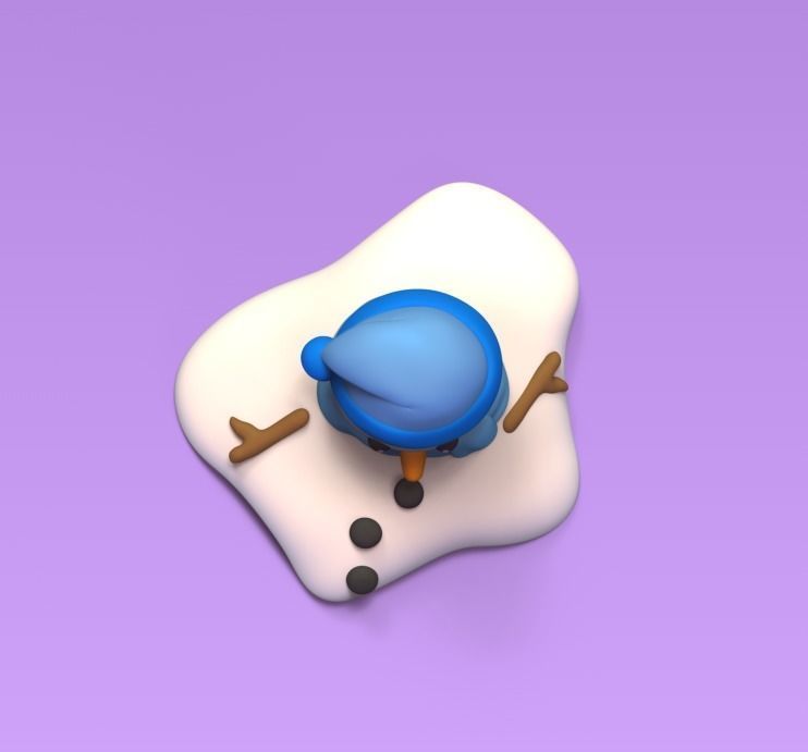 Melted Snowman 3D print model_2
