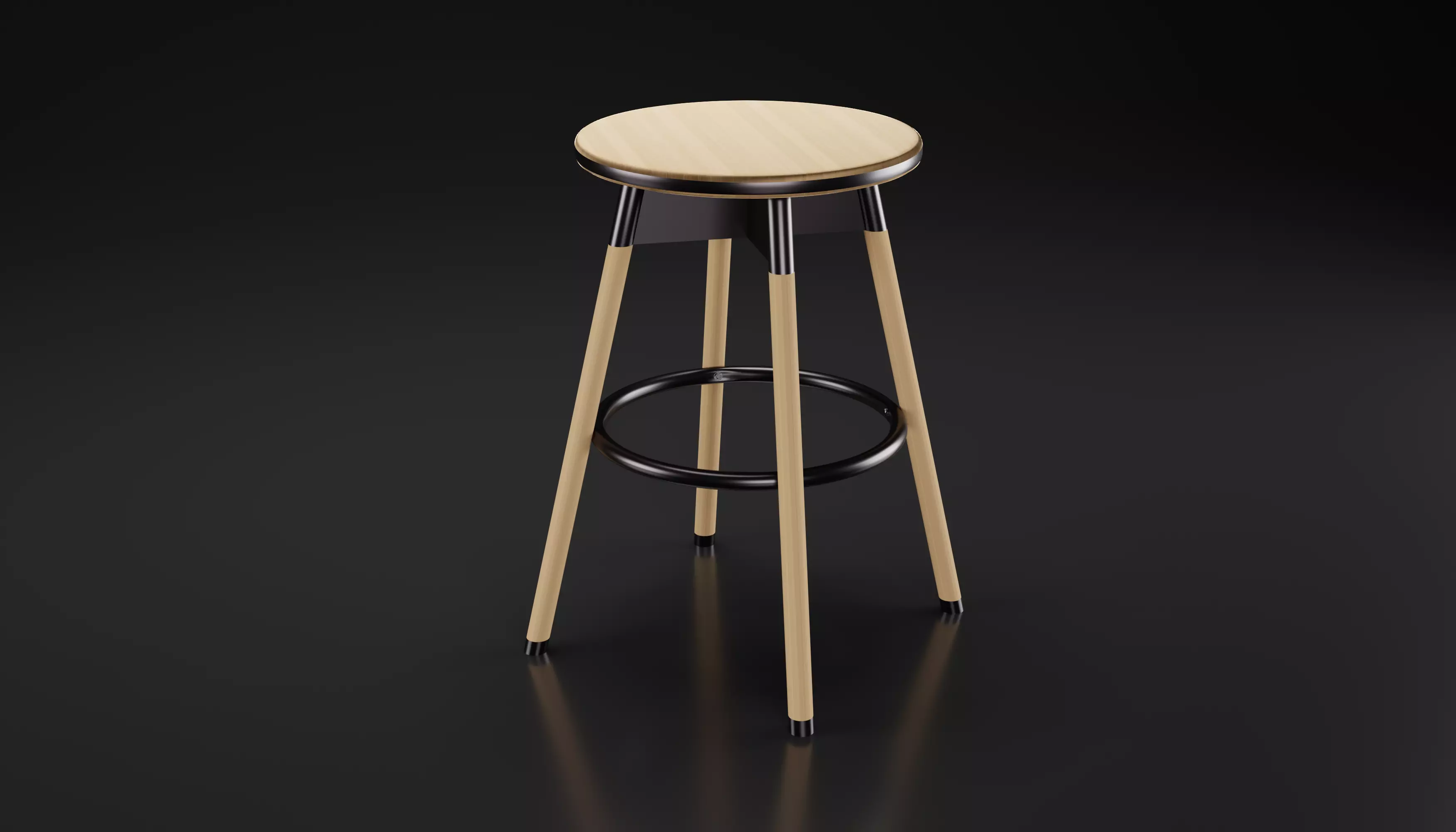 Chair wooden bar stool Free 3D model_0