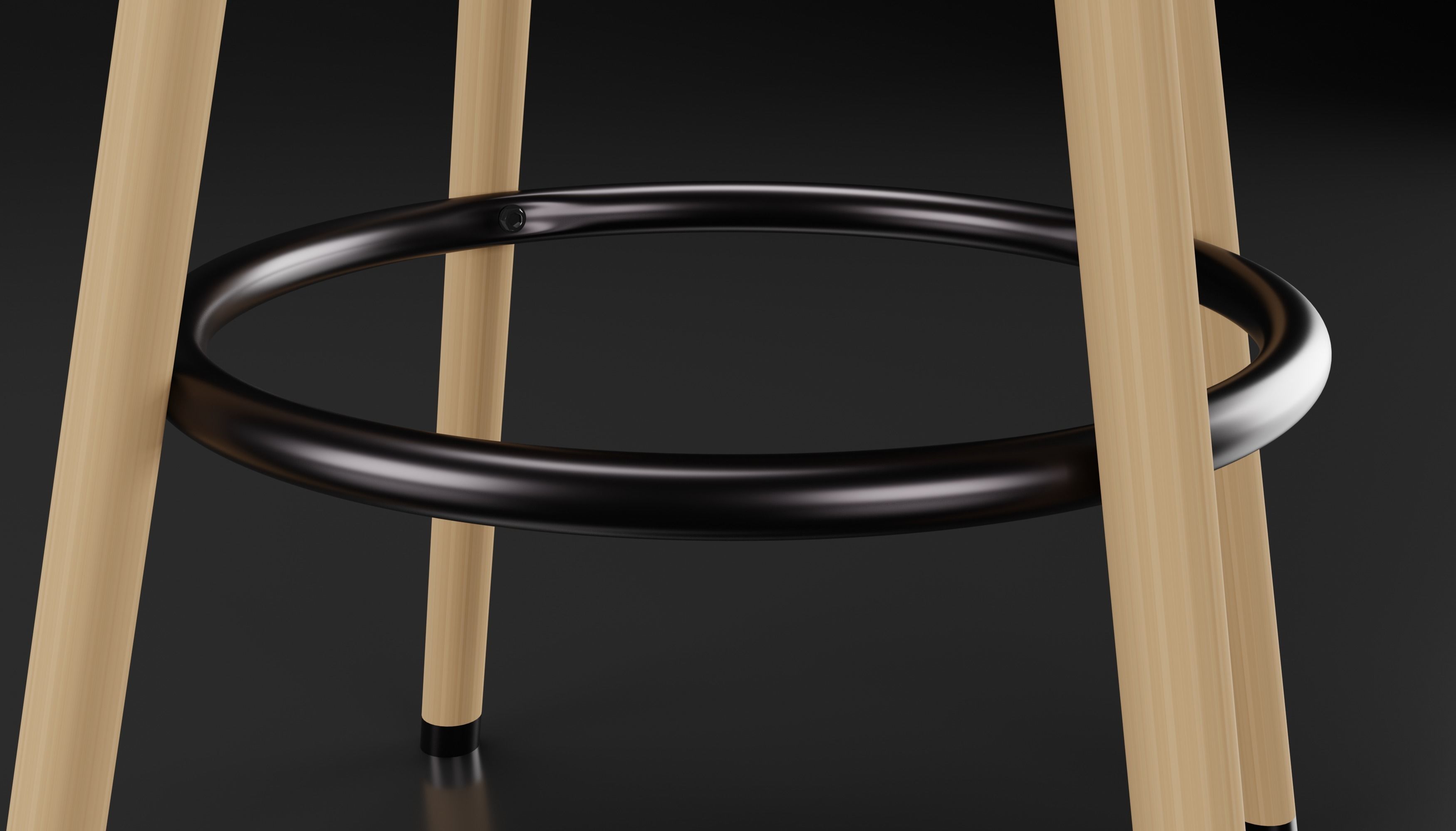 Chair wooden bar stool Free 3D model_2