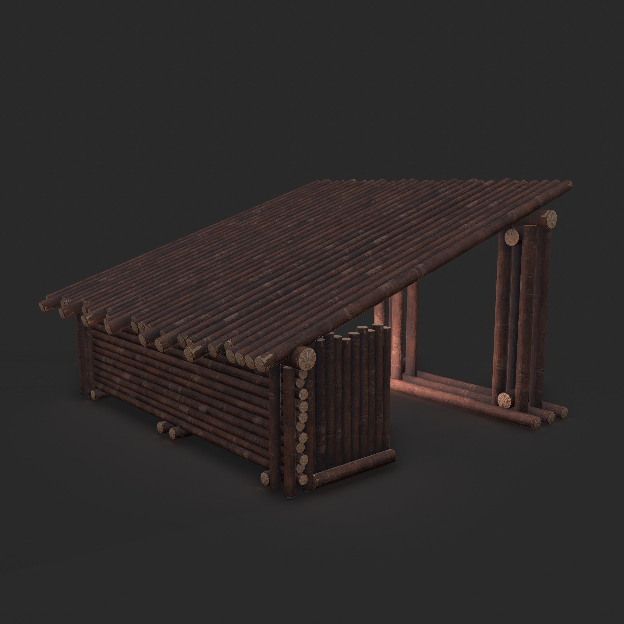 Viking Hut U Low-poly 3D model_7