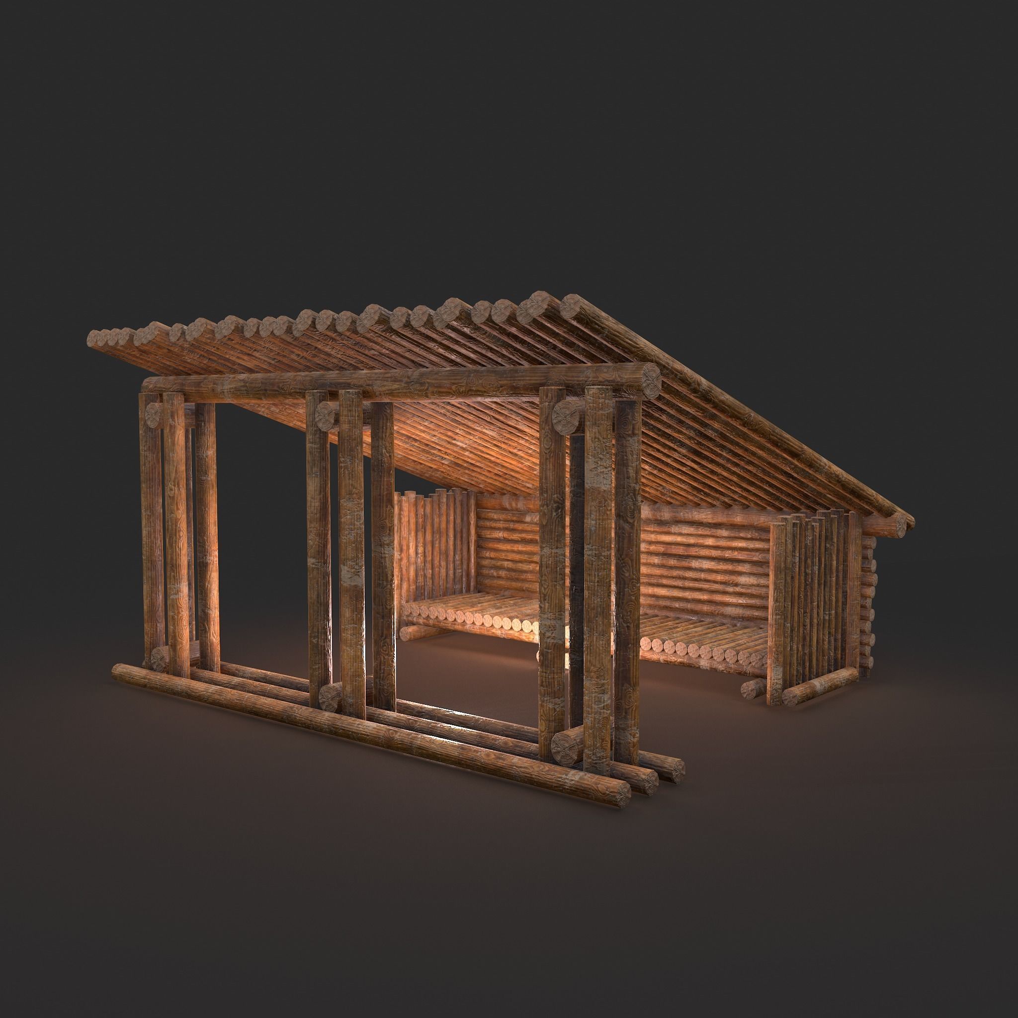Viking Hut U Low-poly 3D model_3