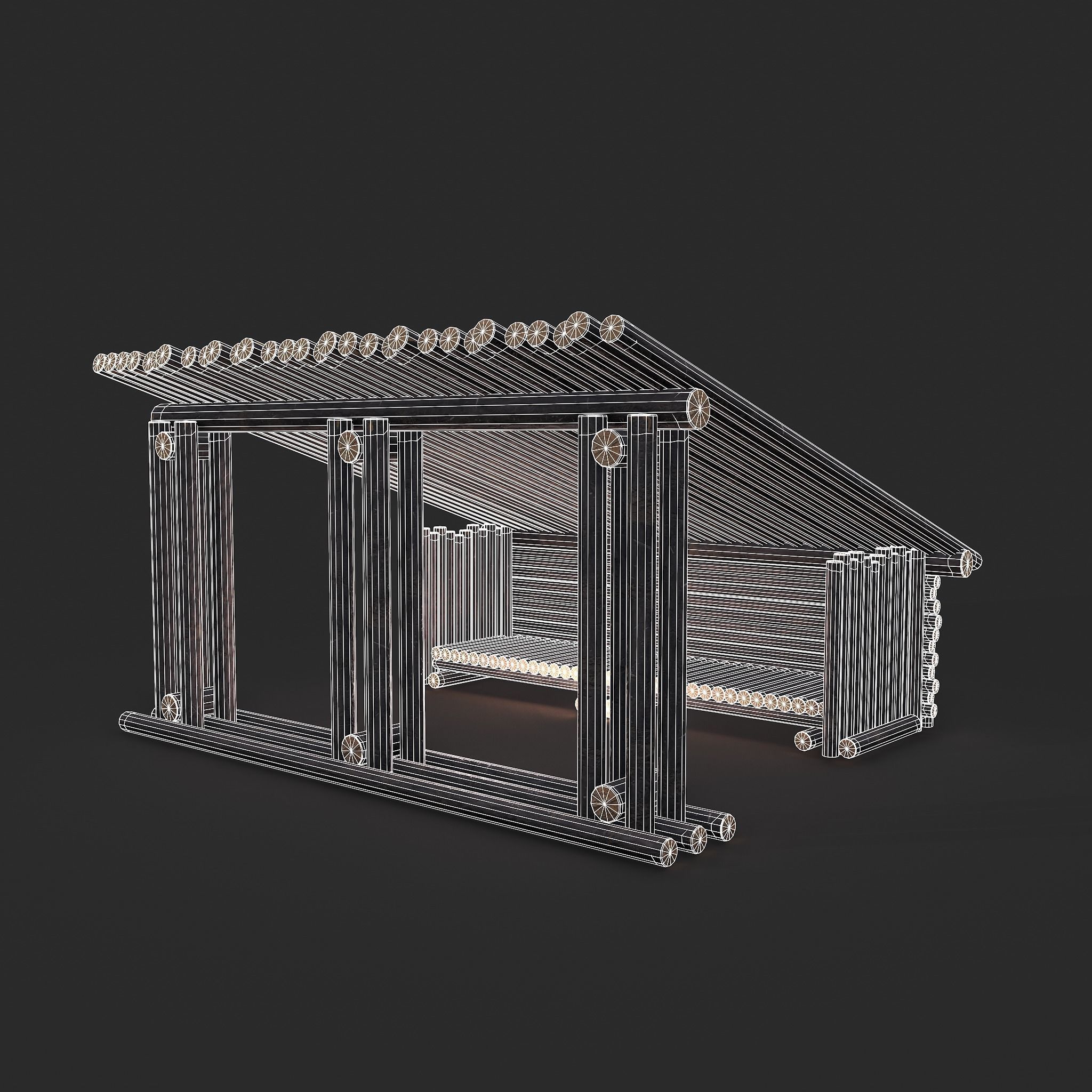 Viking Hut U Low-poly 3D model_5