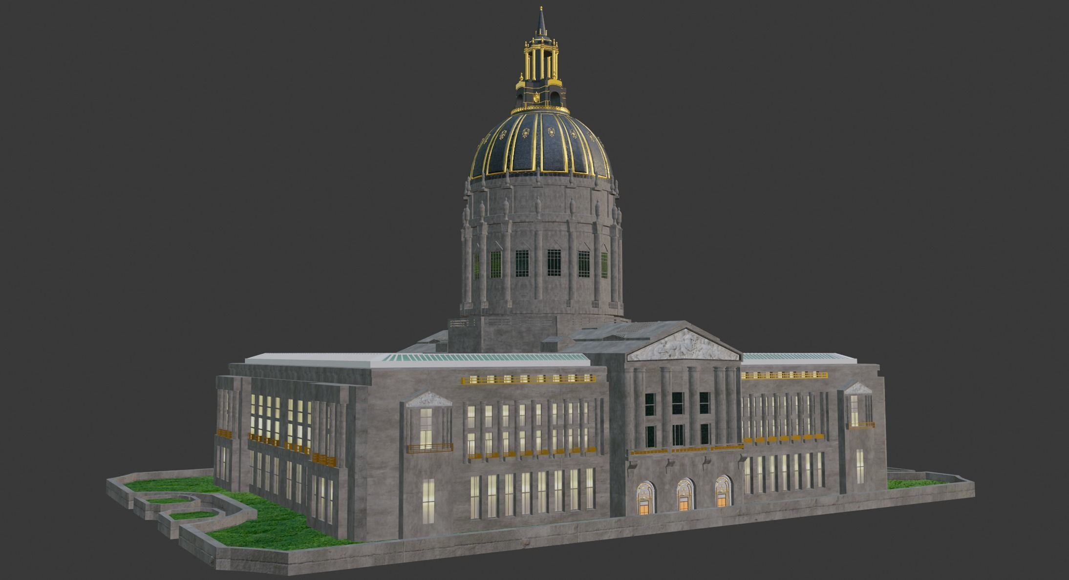 San Francisco City Hall  Low-poly 3D model_2