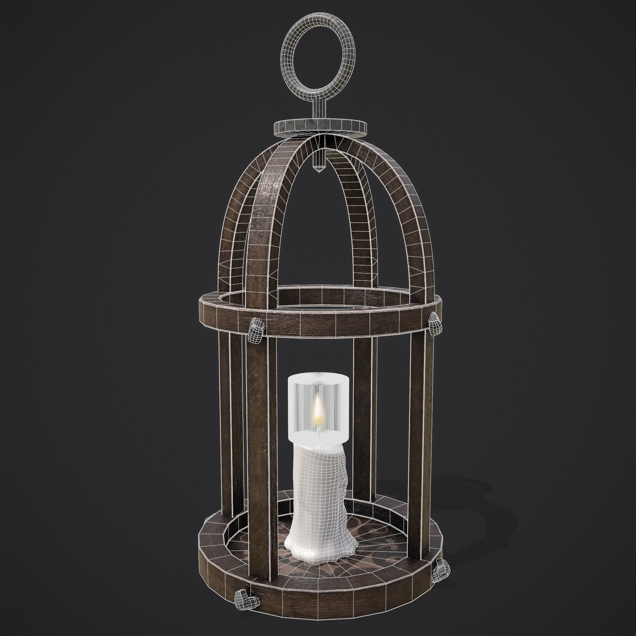 Elegant Wooden Lantern  Low-poly 3D model_2