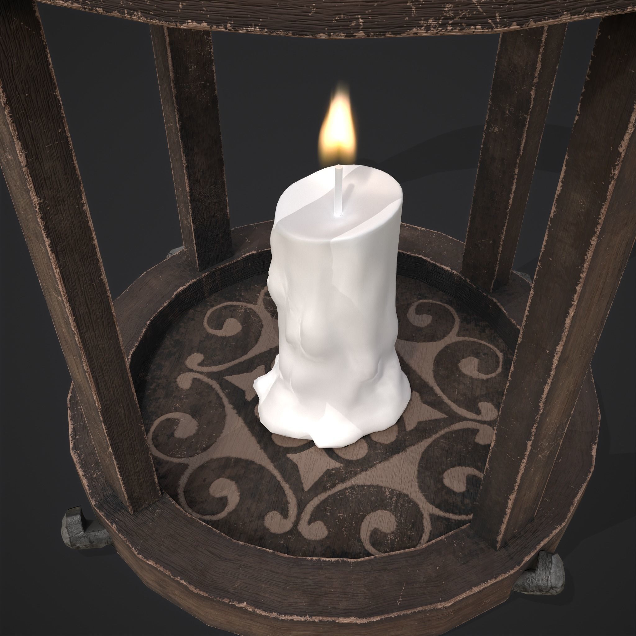 Elegant Wooden Lantern  Low-poly 3D model_15
