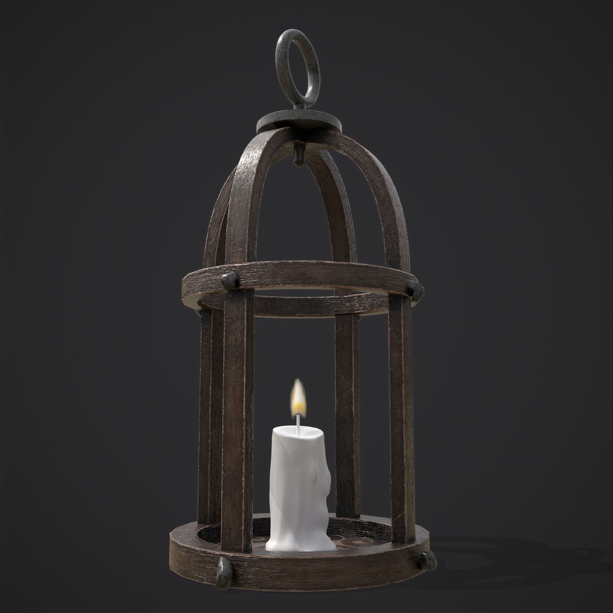 Elegant Wooden Lantern  Low-poly 3D model_6
