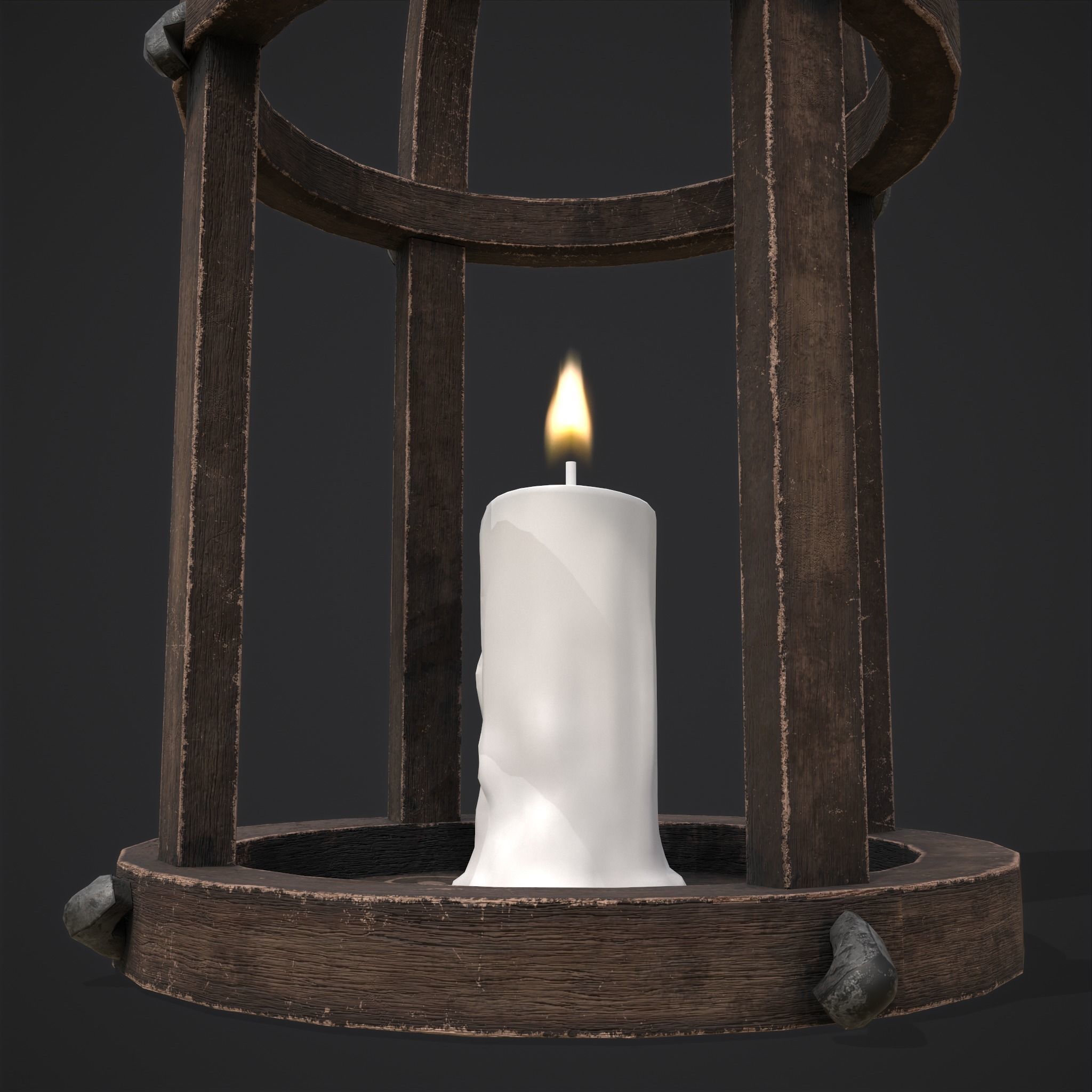 Elegant Wooden Lantern  Low-poly 3D model_13
