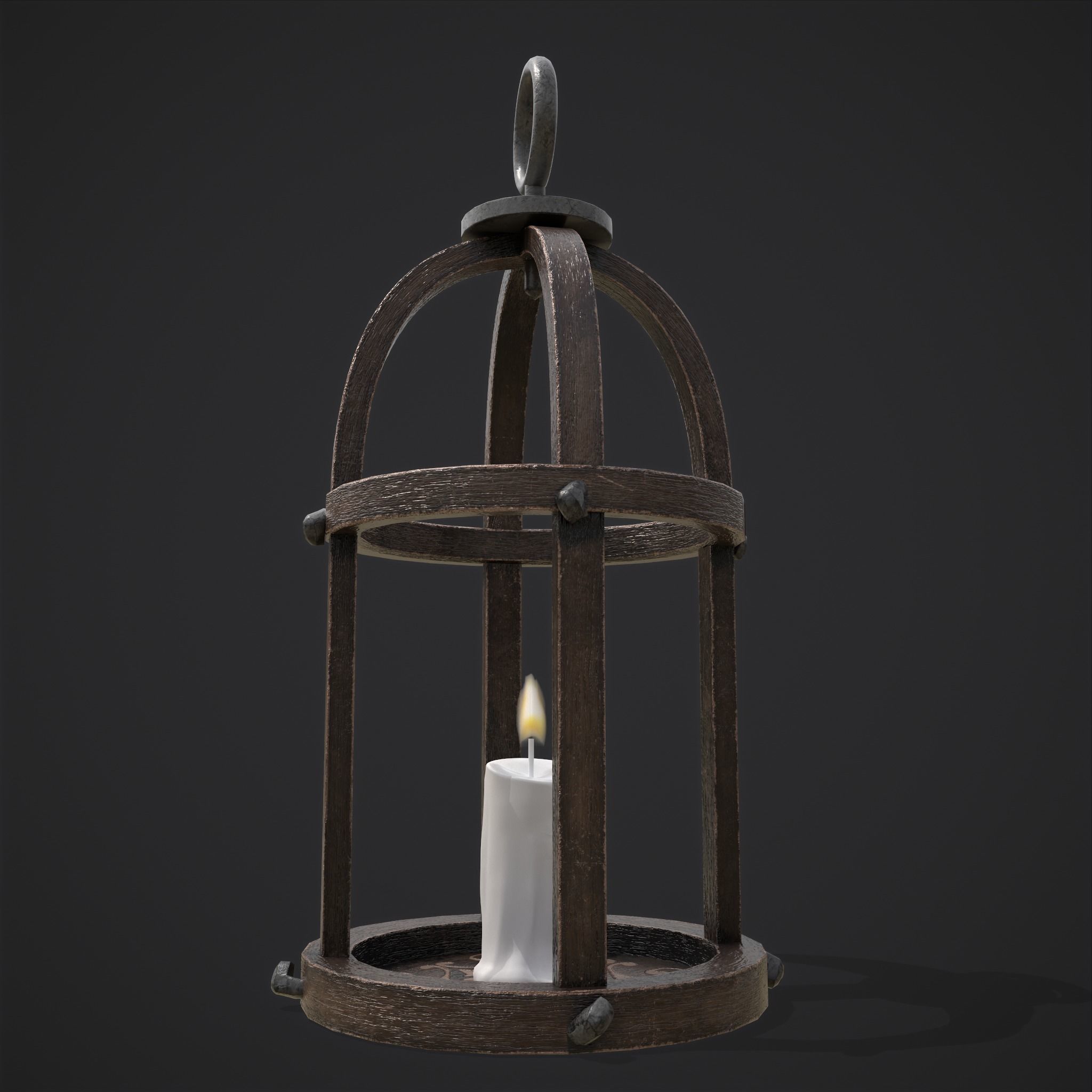 Elegant Wooden Lantern  Low-poly 3D model_8