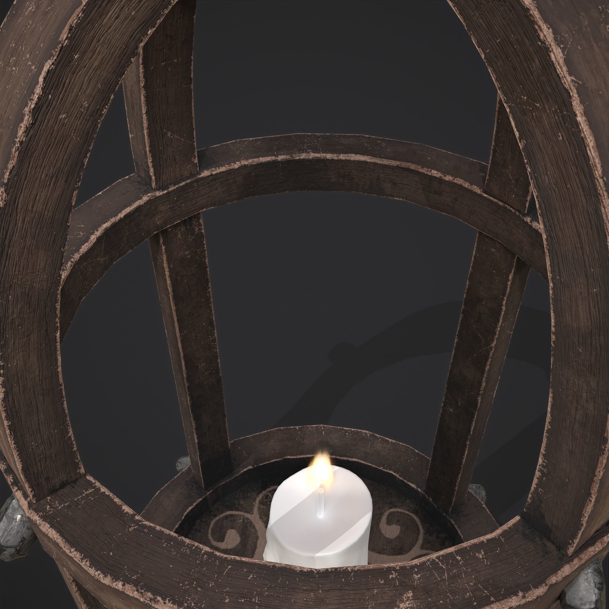 Elegant Wooden Lantern  Low-poly 3D model_17