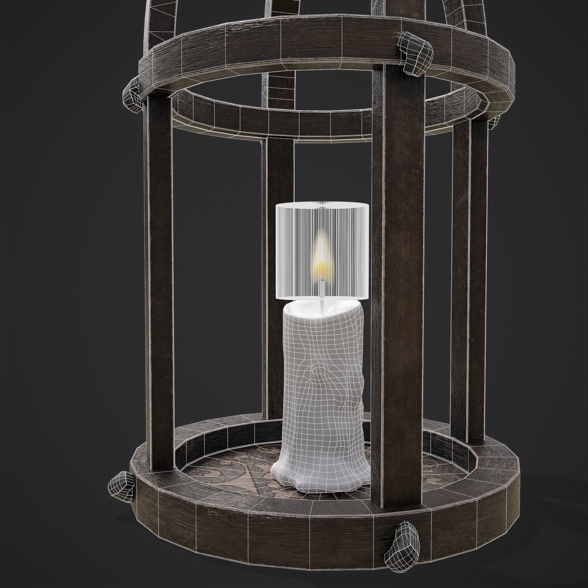 Elegant Wooden Lantern  Low-poly 3D model_19