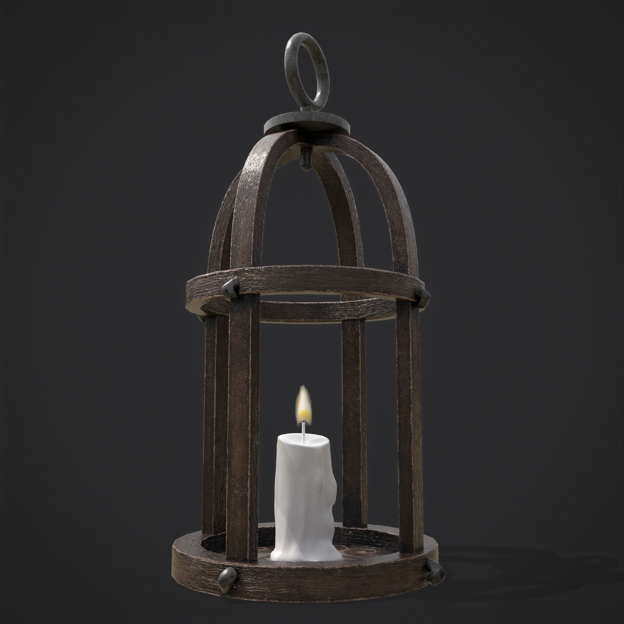 Elegant Wooden Lantern  Low-poly 3D model_9