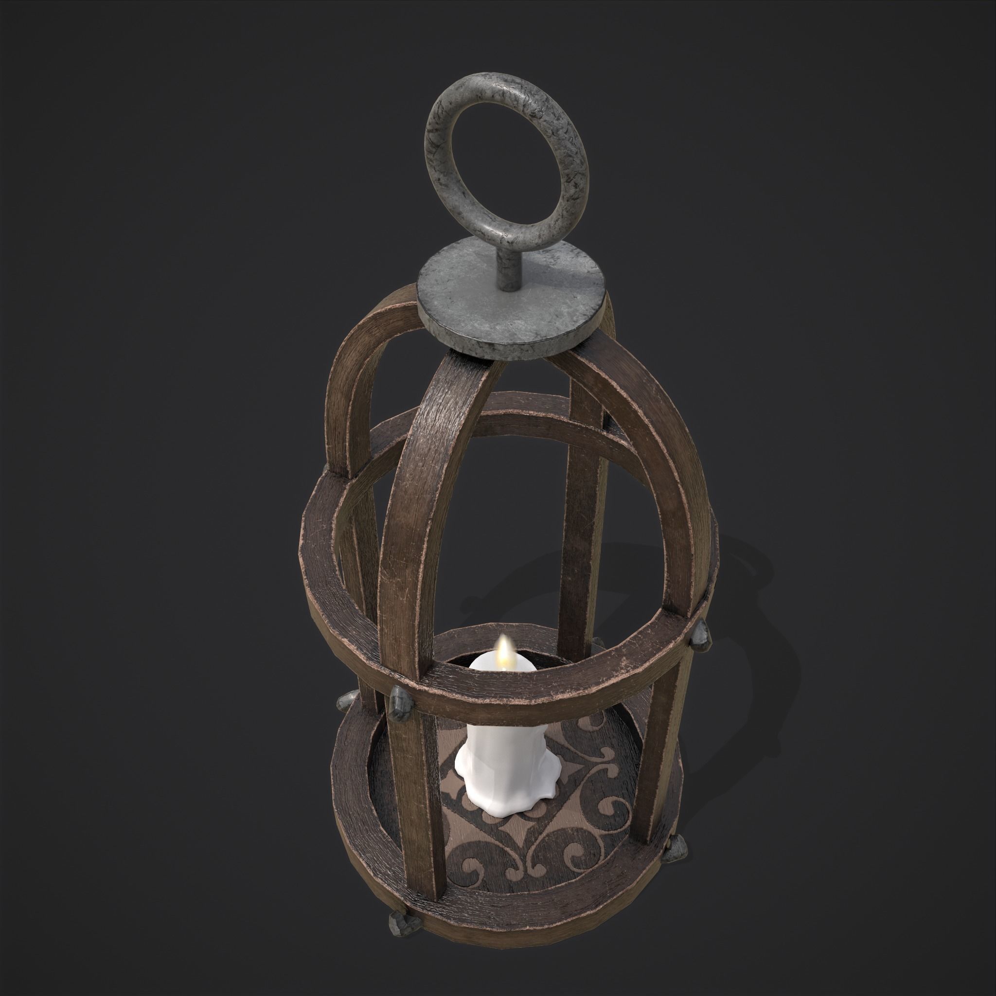 Elegant Wooden Lantern  Low-poly 3D model_5