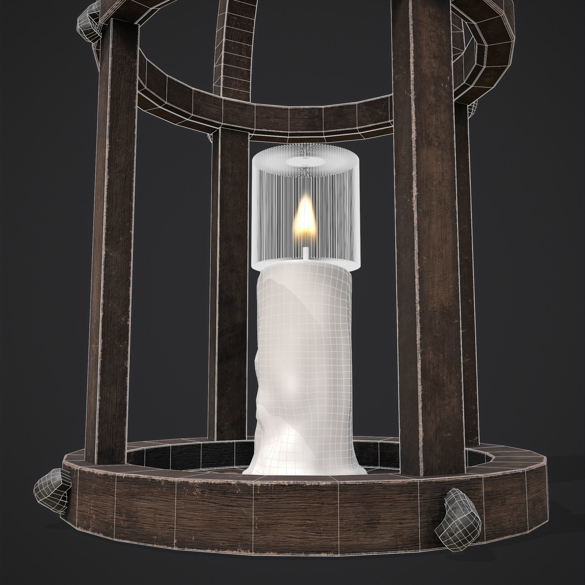 Elegant Wooden Lantern  Low-poly 3D model_14