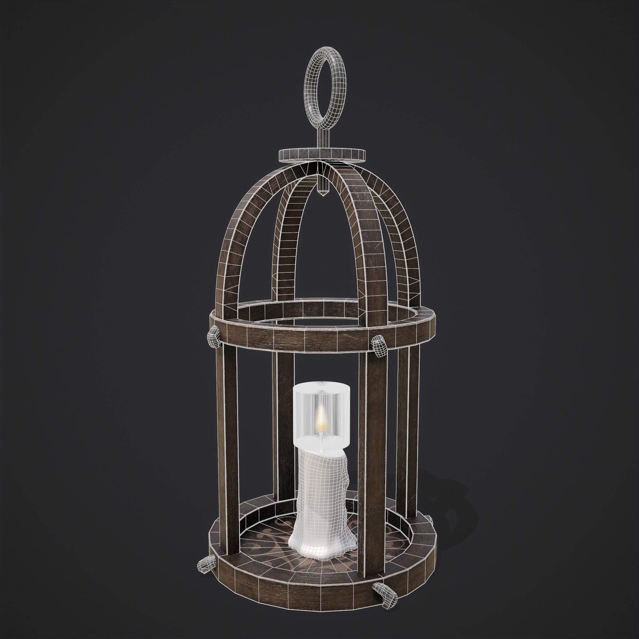 Elegant Wooden Lantern  Low-poly 3D model_4